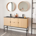 Meuble de salle de bain sur pieds 140 cm STUDIO avec vasque et miroirs ronds