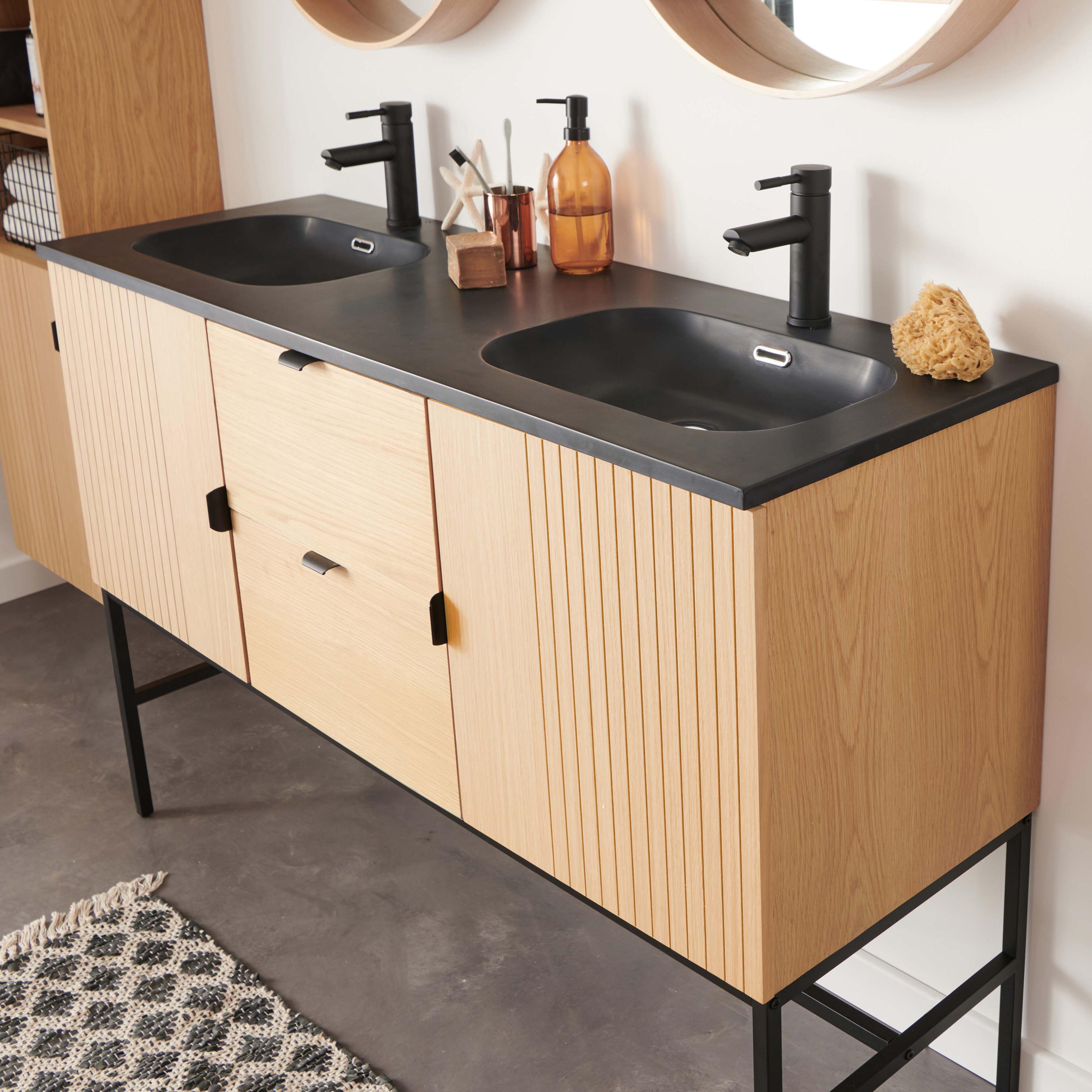 Meuble de salle de bain Kosmos 80 x 60 cm avec 2 tiroirs et porte, miroir LED et lavabo Meuble de salle de bain Kosmos 80 x 60 cm avec 2 tiroirs et porte, miroir LED et lavabo