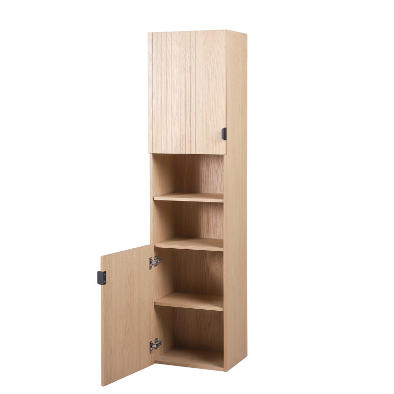 Meuble de salle de bain suspendu 140 cm STUDIO avec vasque, colonne et miroirs ronds
