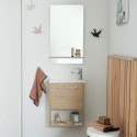 Meuble lave-mains décor chêne intérieur blanc vasque blanche NIKA avec robinet et miroir