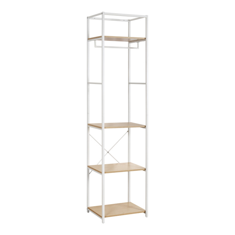 Portant vêtements bois et métal blanc L50 x H200 cm JUNE