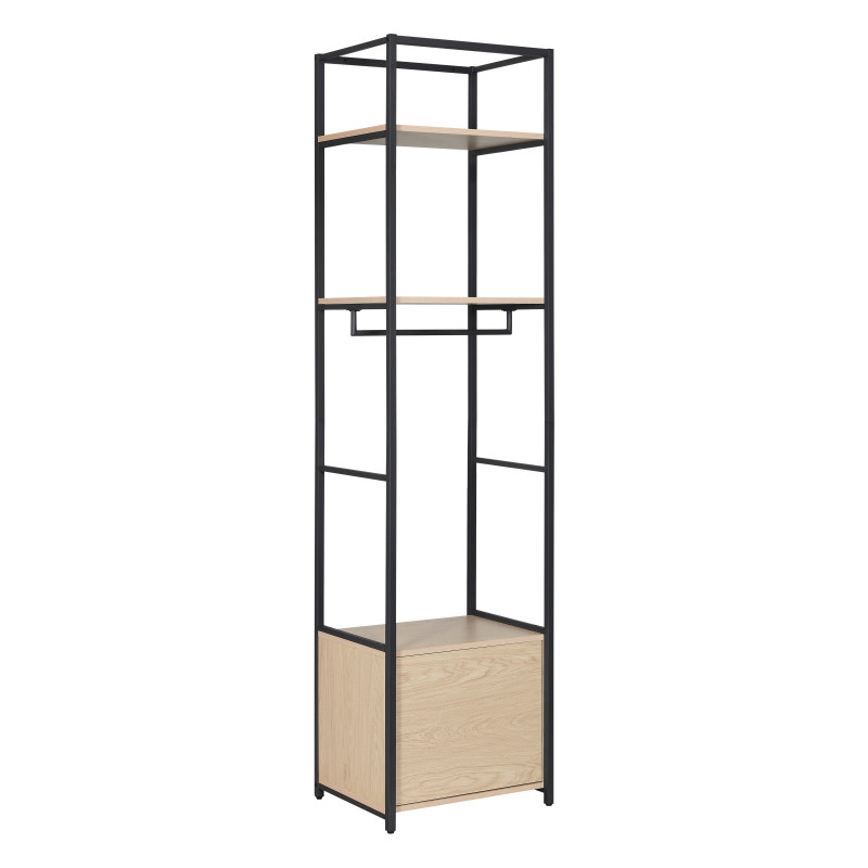 Portant vêtements fermé bois et métal NOIR L50 x H200 cm JUNE