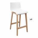 Tabourets de bar en chêne et assise blanche 65 cm TANNA - Lot de 4