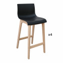 Tabourets de bar en chêne et assise noire 65 cm TANNA - Lot de 4