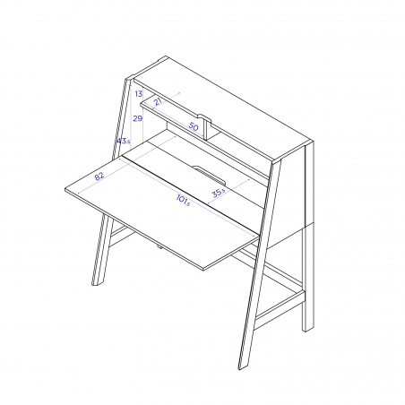 Bureau secrétaire bois 110 cm ELOA Bureau secrétaire bois 110 cm ELOA