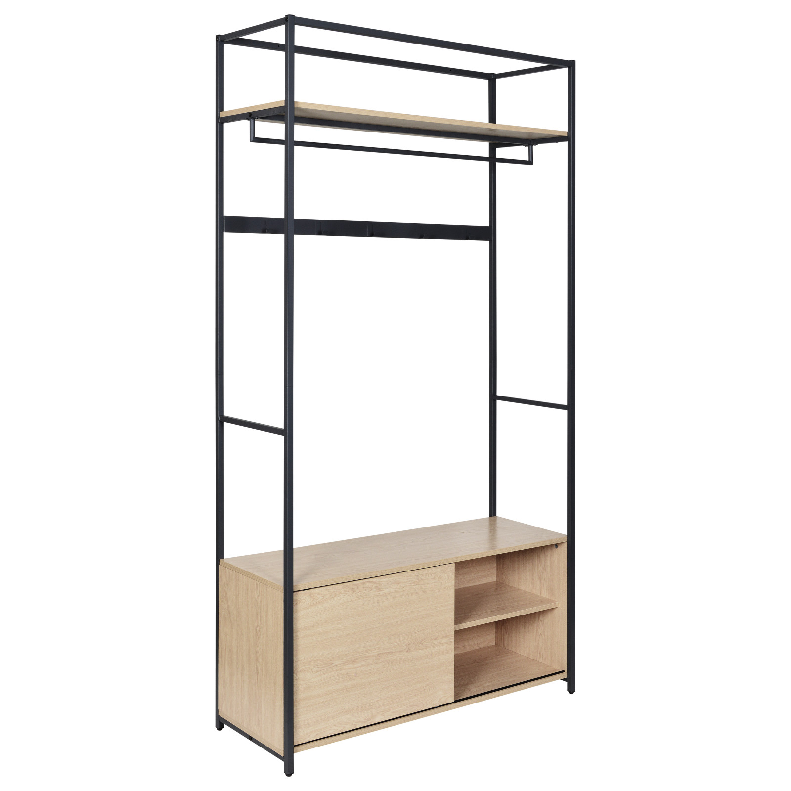 Portant d'entrée en bois et métal noir L110 x H200 cm JUNE