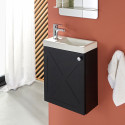 Meuble lave-mains noir carbone AVA avec robinet chromé