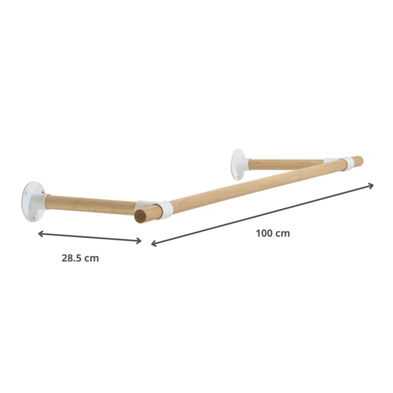 Penderie murale bois et métal blanc L100 cm ALMA