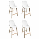 Tabourets de bar en chêne et assise blanche 65 cm ELIOS - Lot de 4