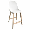Tabourets de bar en chêne et assise blanche 65 cm ELIOS - Lot de 4