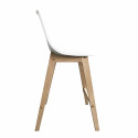 Tabourets de bar en chêne et assise blanche 65 cm ELIOS - Lot de 4