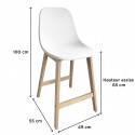 Tabourets de bar en chêne et assise blanche 65 cm ELIOS - Lot de 4