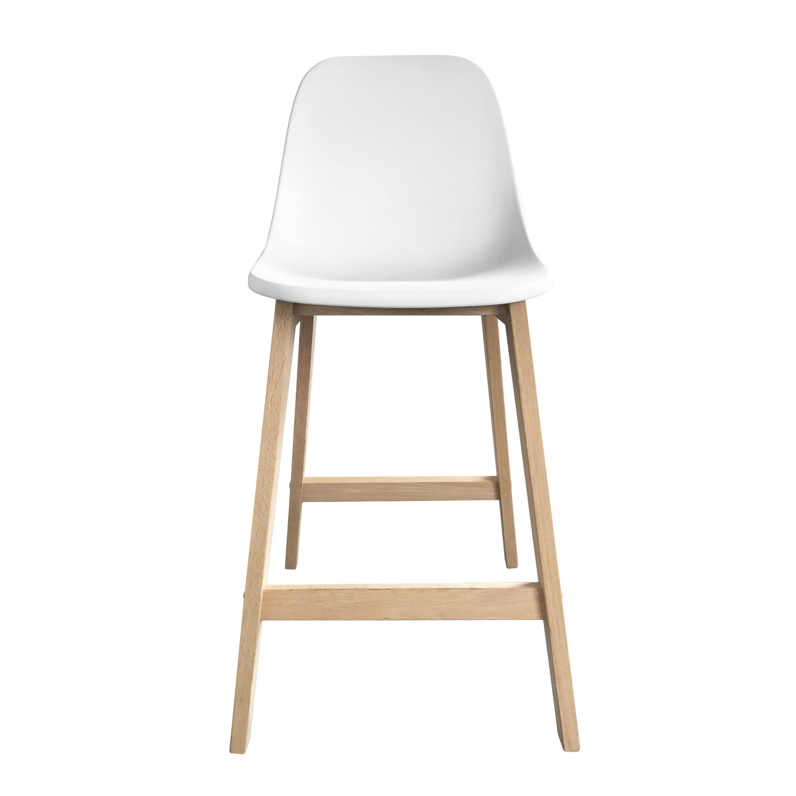 Tabourets de bar en chêne et assise blanche 65 cm ELIOS - Lot de 2