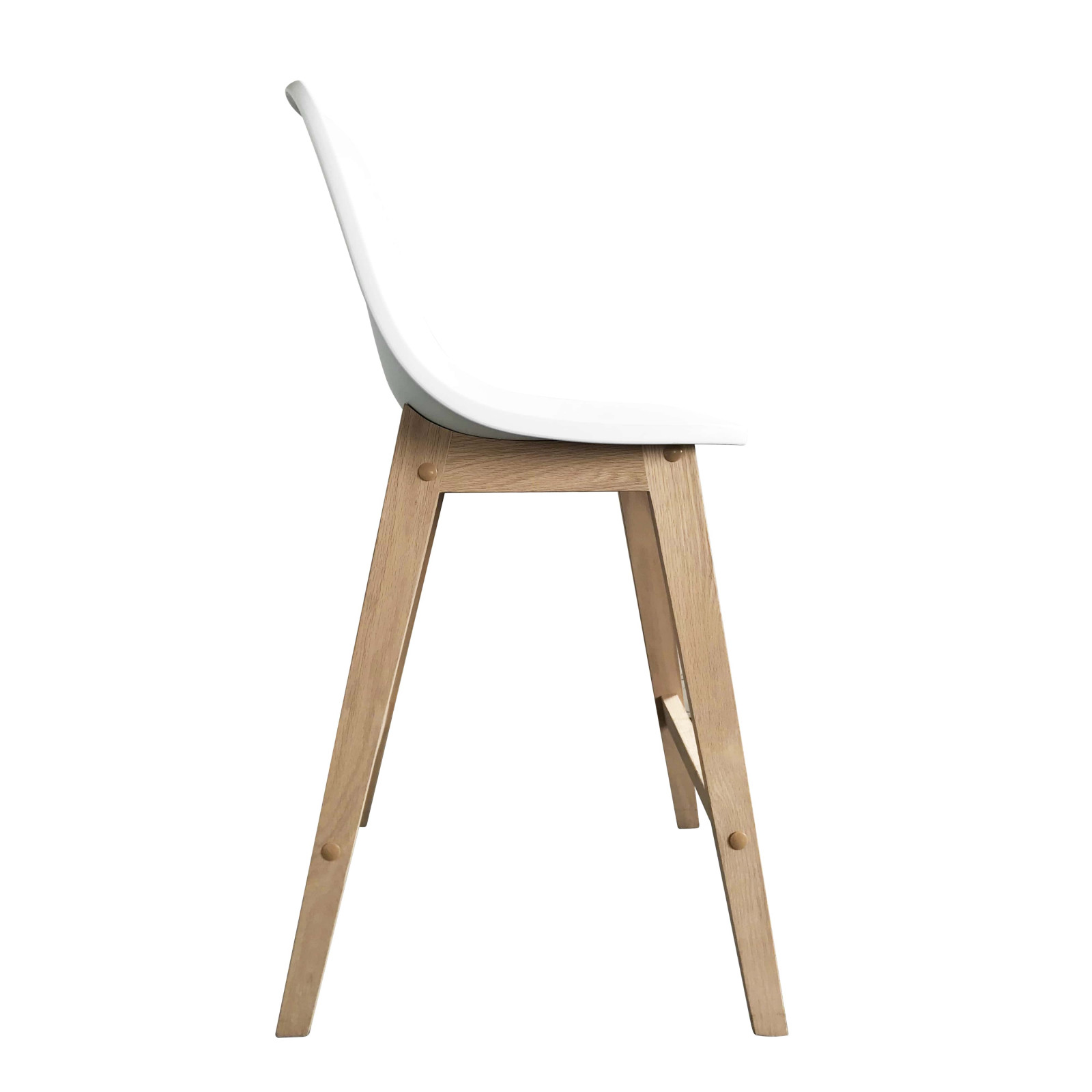 Tabourets de bar en chêne et assise blanche 65 cm ELIOS - Lot de 2