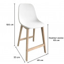 Tabourets de bar en chêne et assise blanche 65 cm ELIOS - Lot de 2