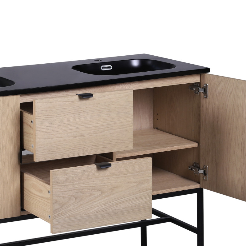 Meuble de salle de bain sur pieds 140 cm STUDIO avec vasque et miroirs carrés