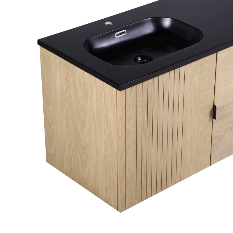 Meuble de salle de bain sur pieds 140 cm STUDIO avec vasque, colonne et miroirs carrés