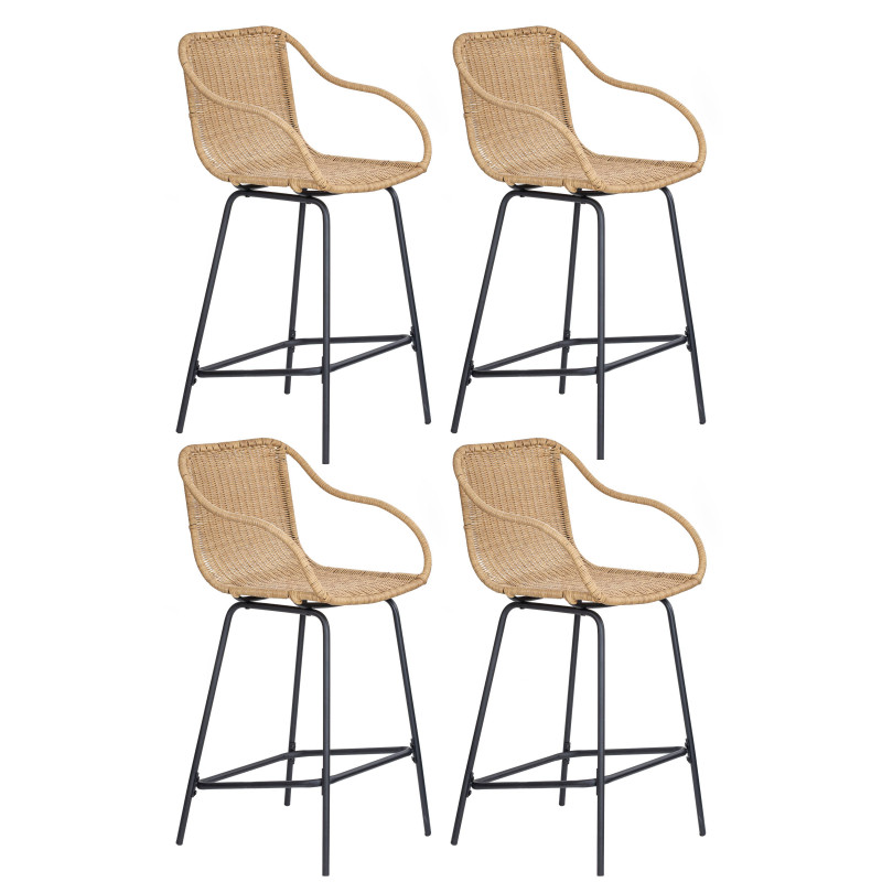 Chaises d'îlot en rotin 65 cm - MOOREA - Lot de 4