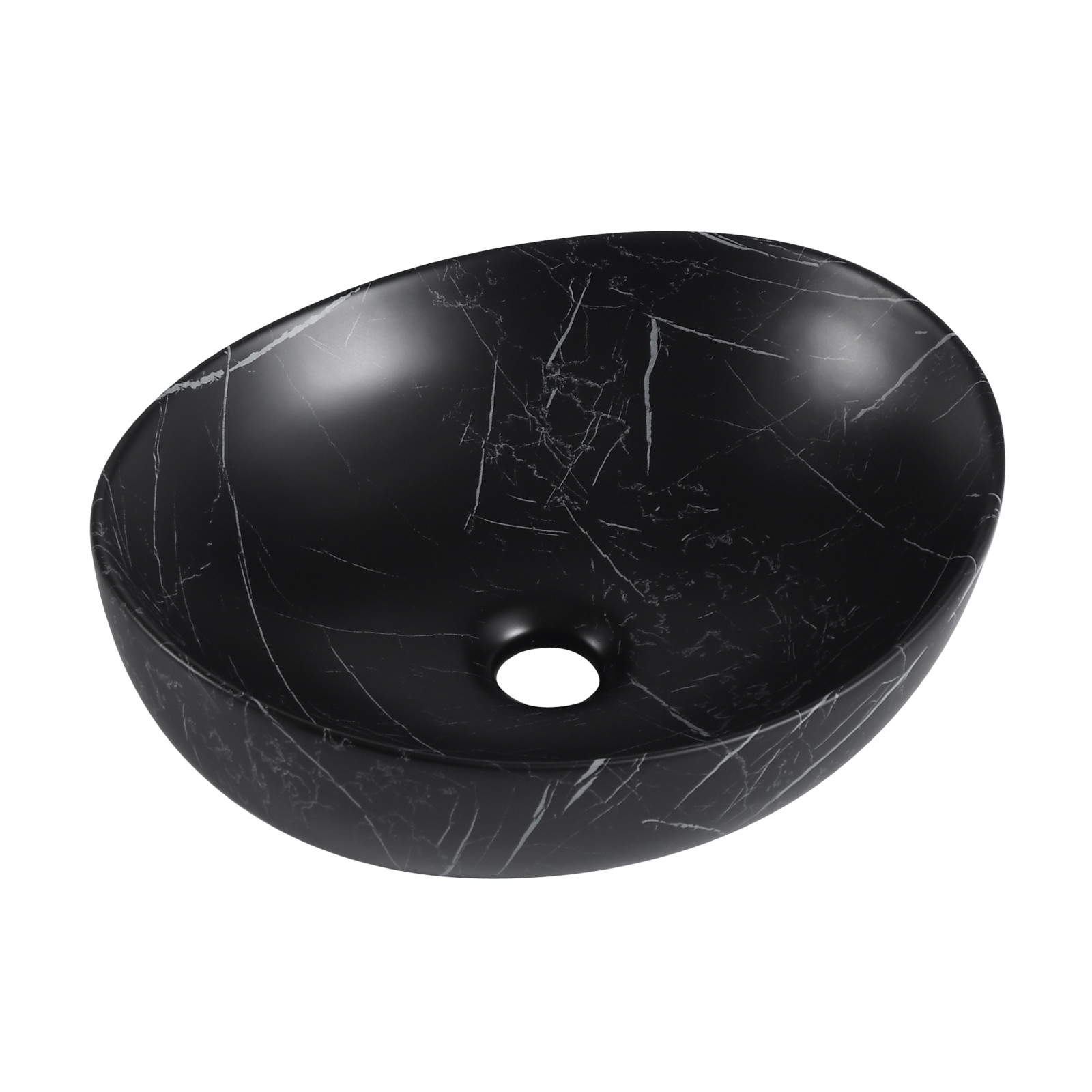 Vasque ovale en céramique imitation marbre 42 x 37 cm BLOOM