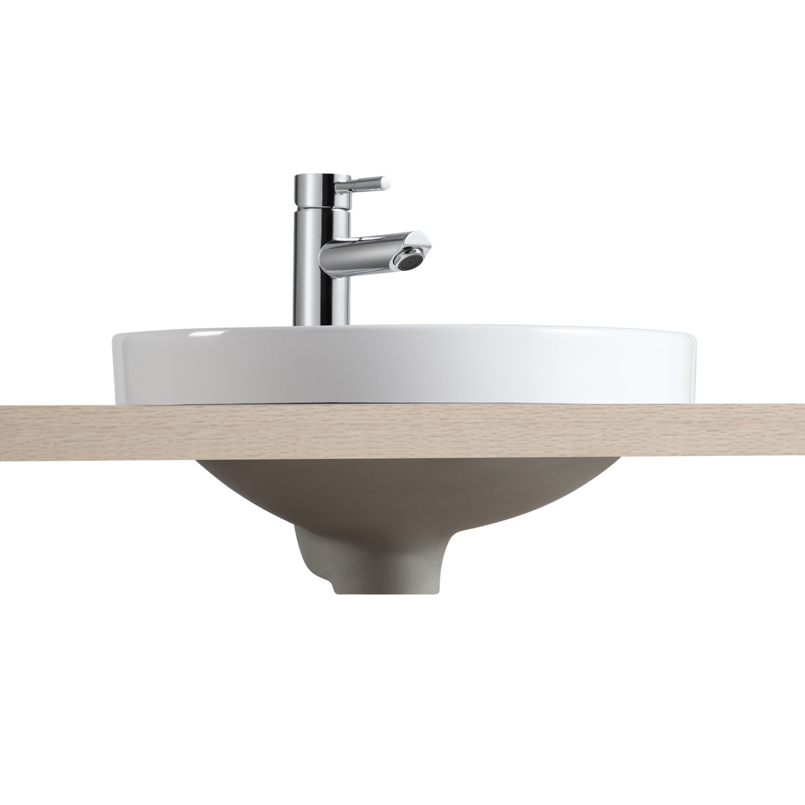 Vasque ronde blanche semi encastrée en céramique 37 x 37 cm CARLA