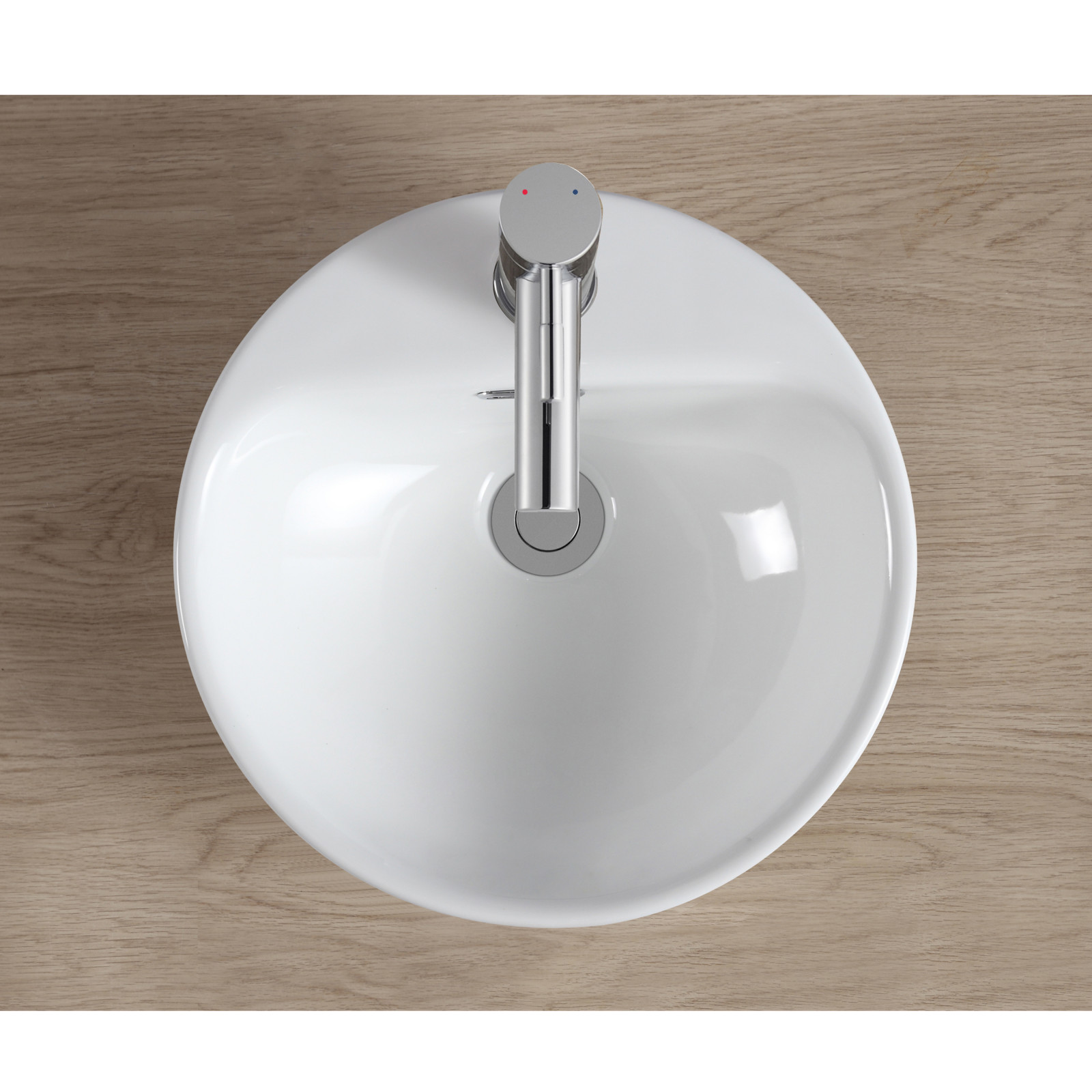 Vasque ronde blanche semi encastrée en céramique 37 x 37 cm CARLA