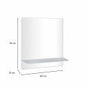 Miroir rectangulaire avec tablette blanche 60 x 70 cm SORRENTO