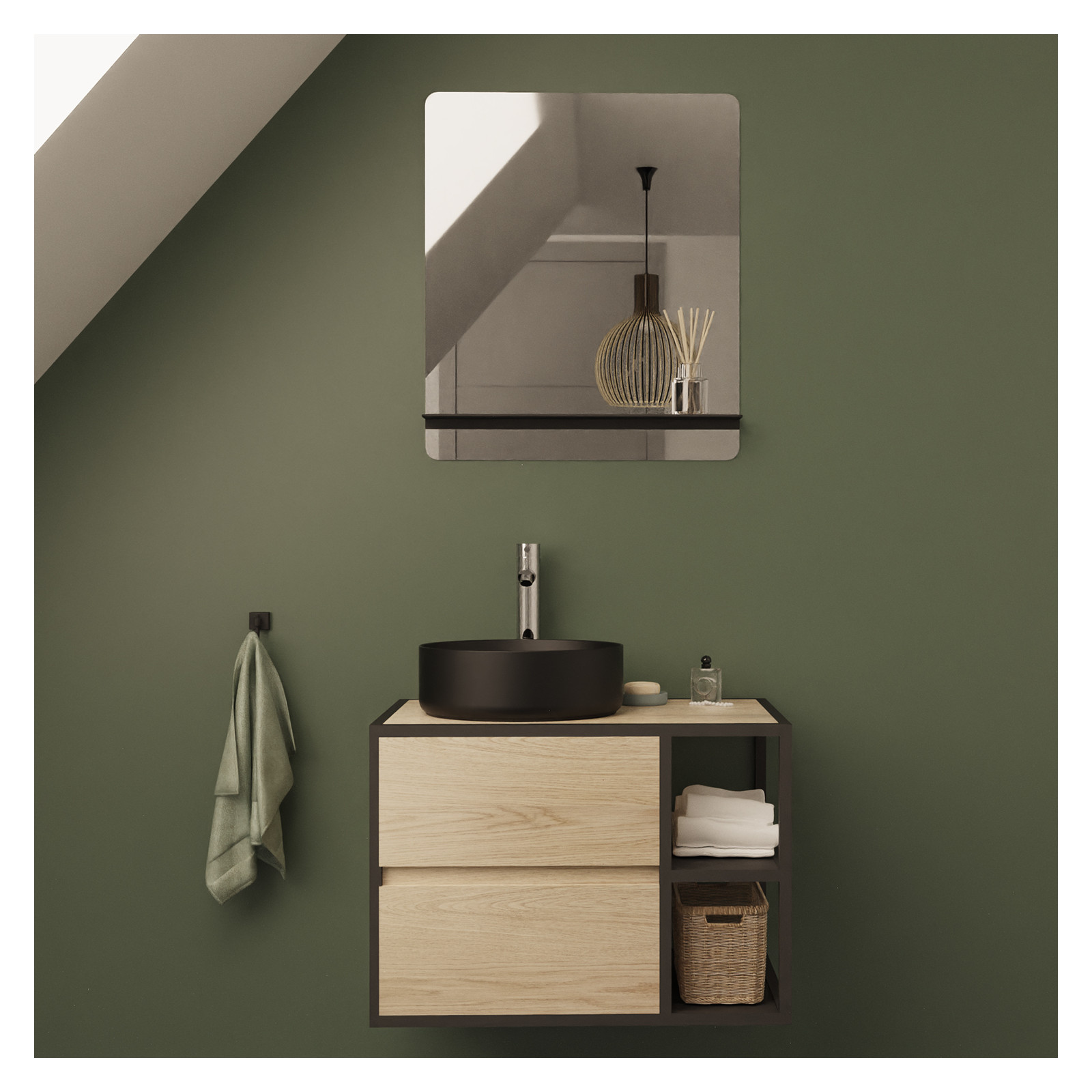 Meuble de salle de bain 70 cm EDISSON avec miroir et vasque Meuble de salle de bain 70 cm EDISSON avec miroir et vasque