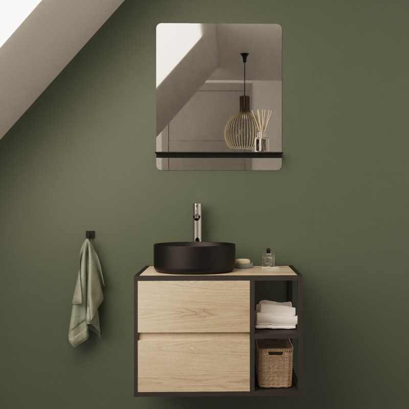 Meuble de salle de bain 70 cm EDISSON avec miroir et vasque