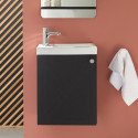 Meuble lave-mains noir carbone AVA avec robinet chromé