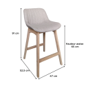 Chaise de bar tissu 65 cm - MELLOW - Lot de 2