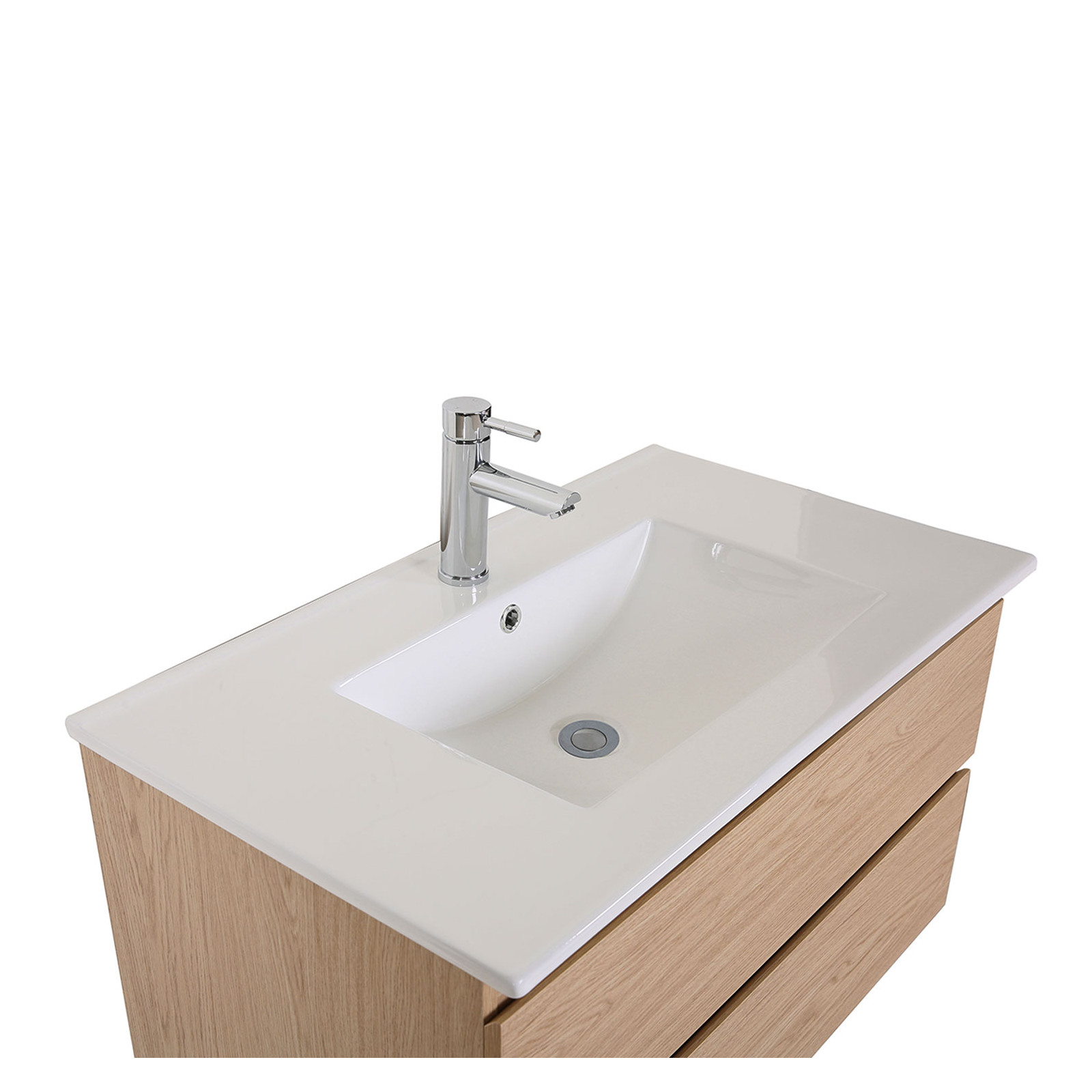 Meuble simple vasque décor chêne 80cm + vasque