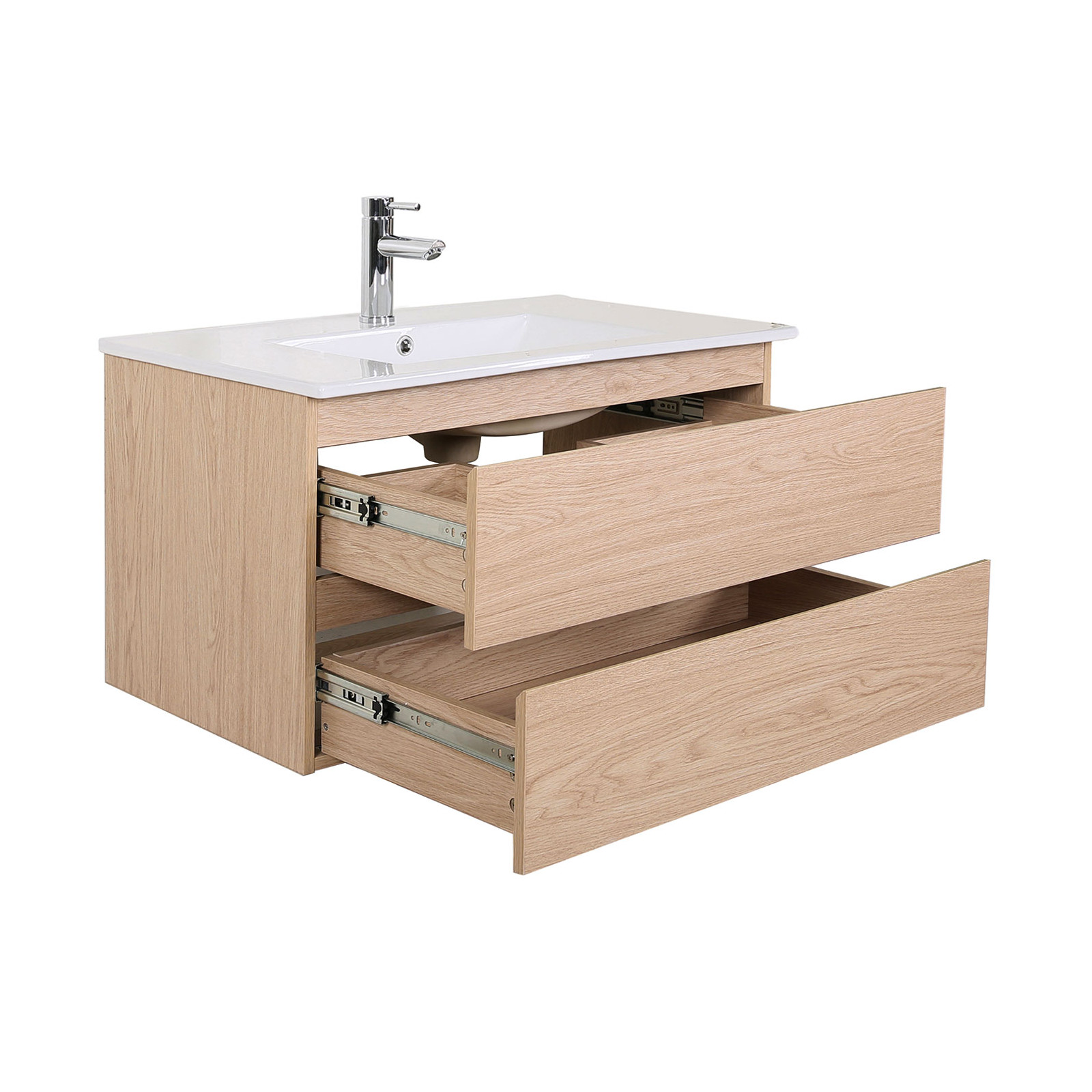 Meuble simple vasque décor chêne 80cm + vasque