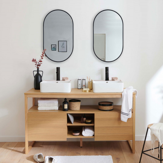 Ensemble meubles de salle de bain 7 pièces ATOLL 140 cm décor chêne