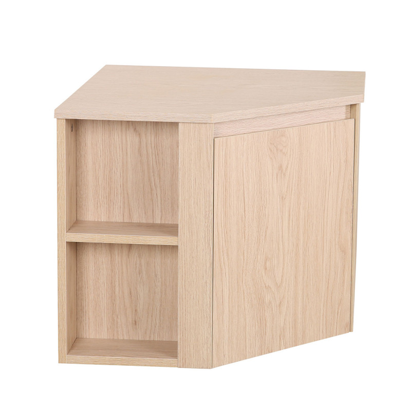 Meuble simple vasque décor chêne d'angle