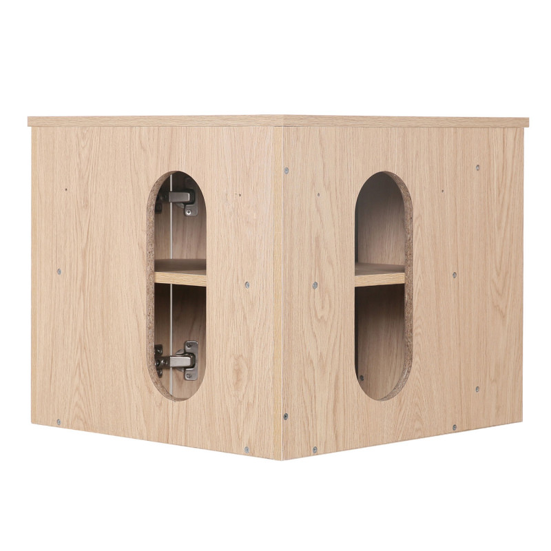 Meuble simple vasque décor chêne d'angle