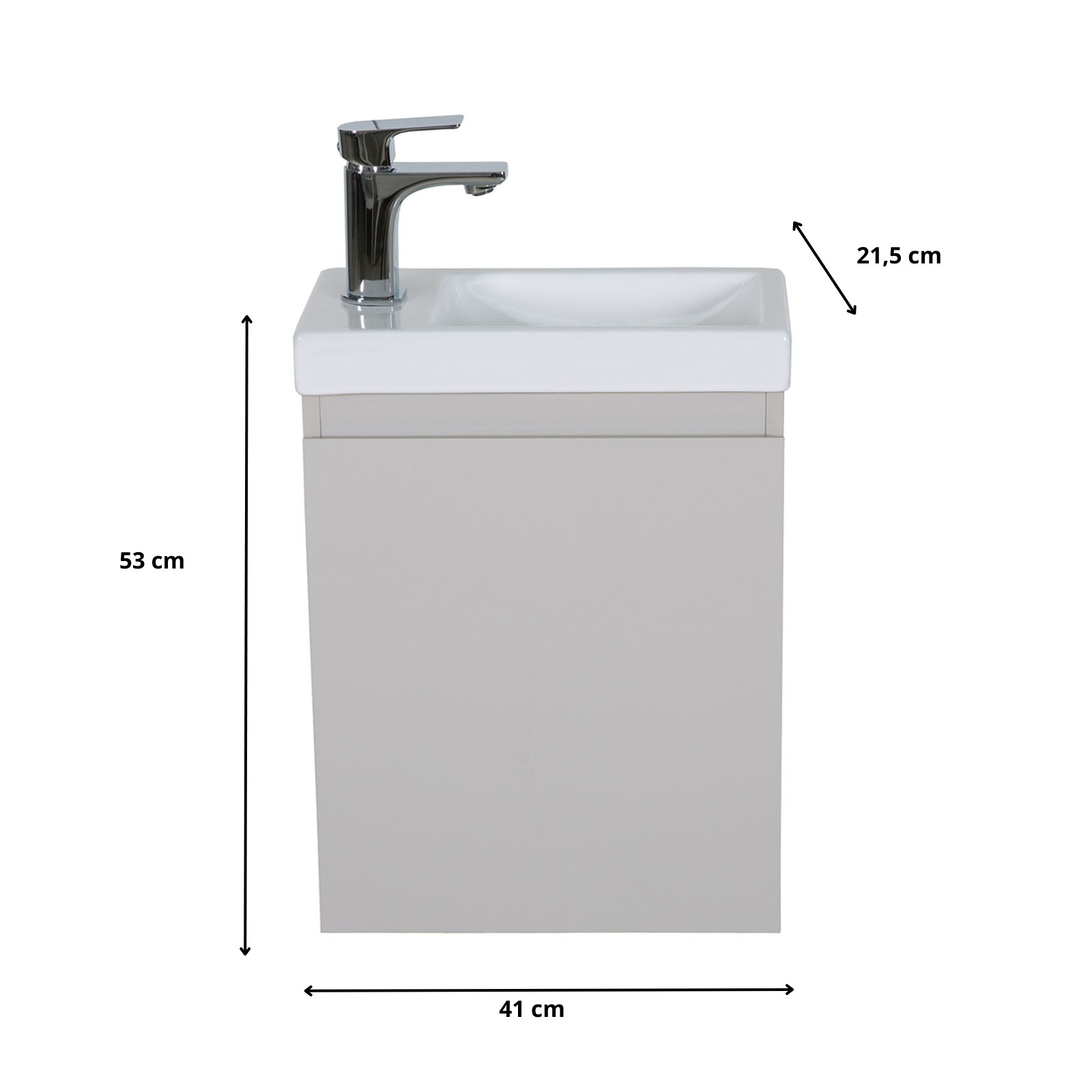Meuble lave-mains gris sable LISA avec robinet chromé