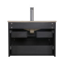 Ensemble meuble simple vasque décor chêne carbone 60cm + vasque + robinet
