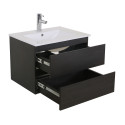 Ensemble meuble simple vasque décor chêne carbone 60cm + vasque + robinet