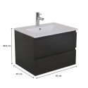 Ensemble meuble simple vasque décor chêne carbone 60cm + vasque + robinet