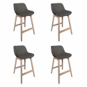 Lot de 4 chaises tissu gris foncé MELLOW - pieds bois 65 cm