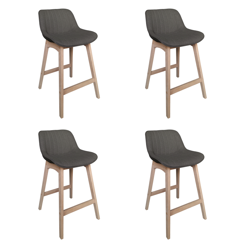 Lot de 4 chaises tissu gris foncé MELLOW - pieds bois 65 cm