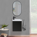 Ensemble meubles lave-mains LISA noir carbone + miroir ovale + robinet