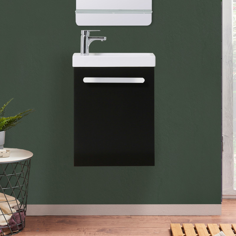 Meuble lave-mains noir carbone NEVADA avec robinet chromé