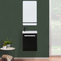 Meuble lave-mains noir carbone NEVADA avec robinet noir et miroir tablette noire