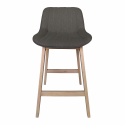 Tabouret de bar tissu gris foncé - MELLOW - Lot de 2
