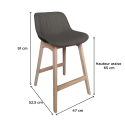 Tabouret de bar tissu gris foncé - MELLOW - Lot de 2