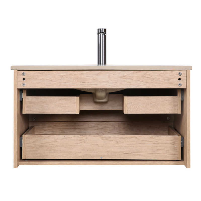 Ensemble meuble de salle de bain SORRENTO 80cm avec robinet noir et miroir