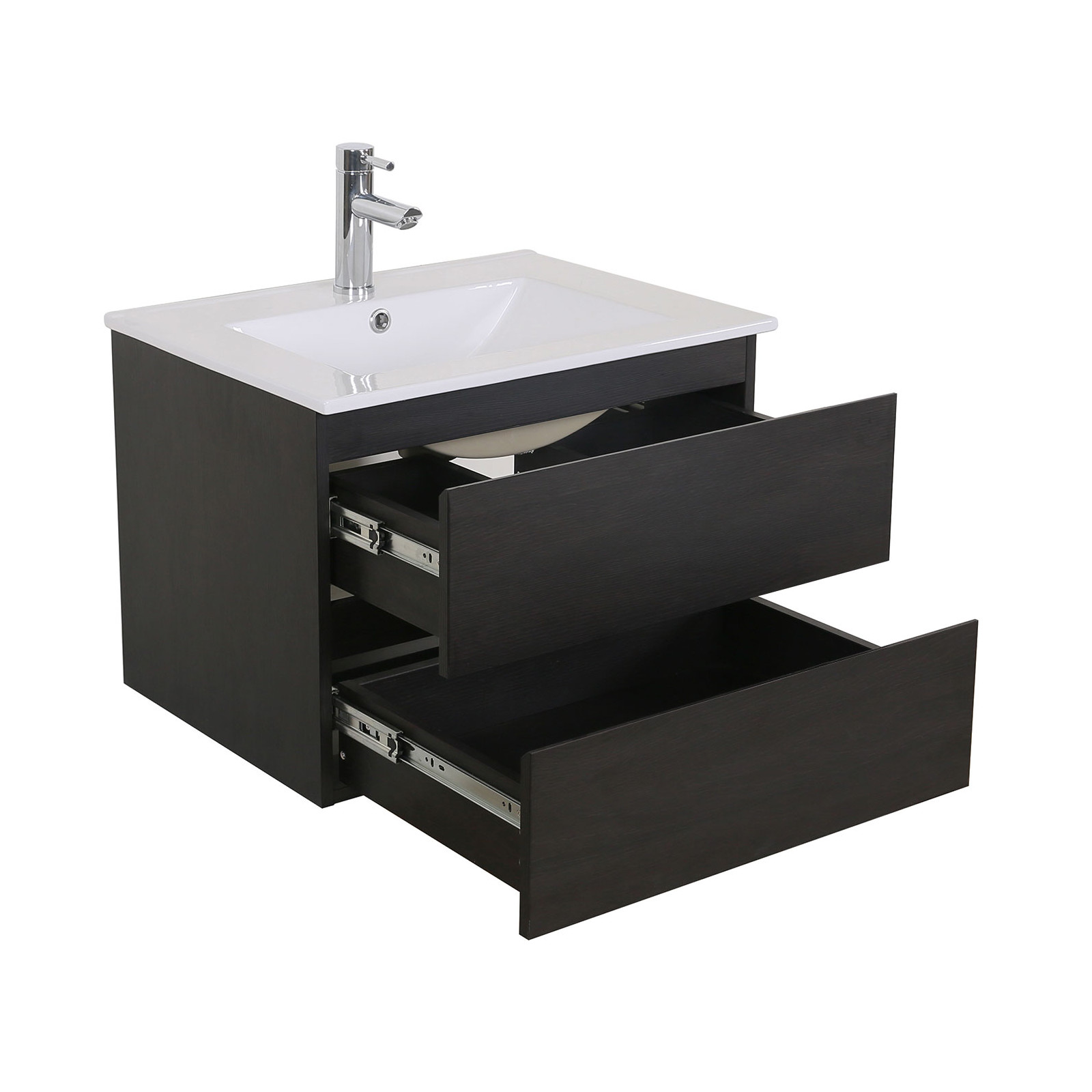 Ensemble meuble salle de bain 3 pièces SORRENTO 60cm chêne carbone