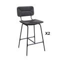 Tabourets de bar en métal et corde tressée noire 65 cm TIDRA - Lot de 2