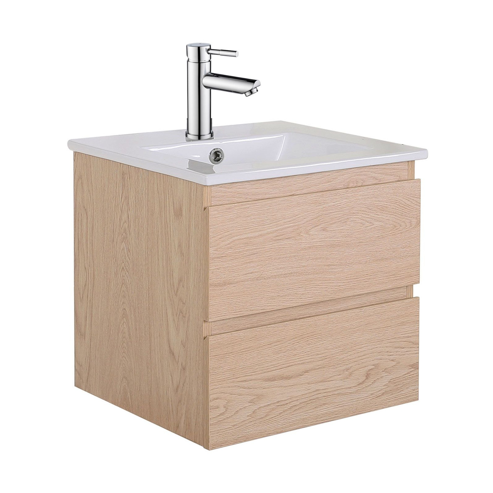 Ensemble de salle de bain SORRENTO 45cm décor chêne avec robinet chromé